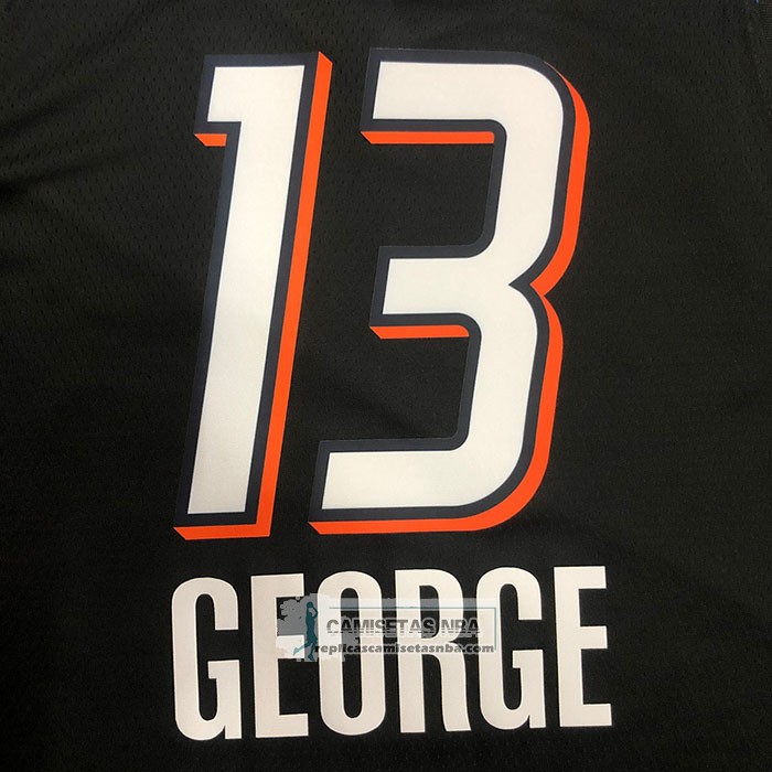 Camiseta Oklahoma City Thunder Paul George NO 13 Ciudad 2020-21 Negro